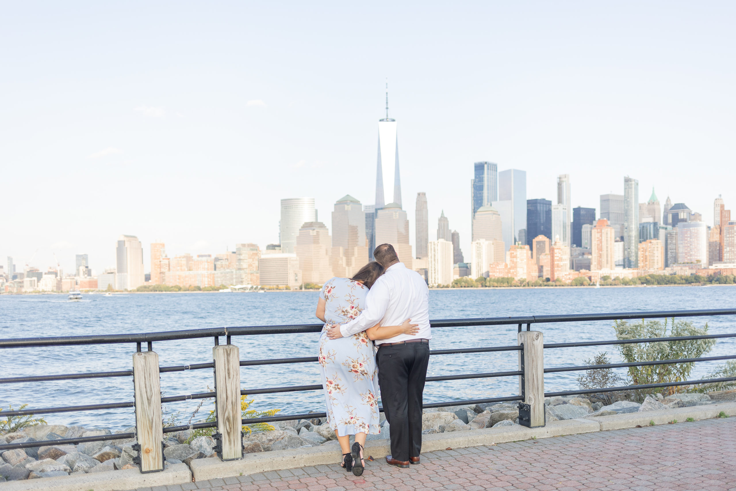 liberty state park nyc skyline engagement photos, nj wedding photographer, liberty state park wedding, liberty house wedding photographer