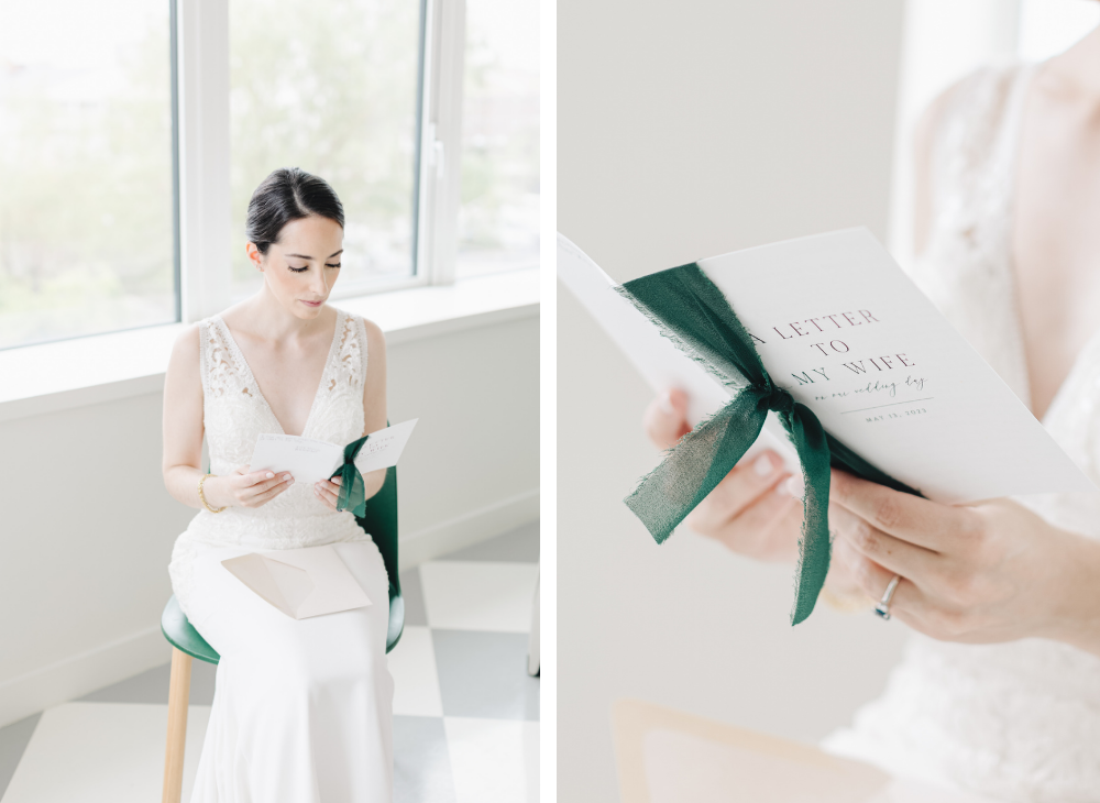 reading letter to my wife on wedding day